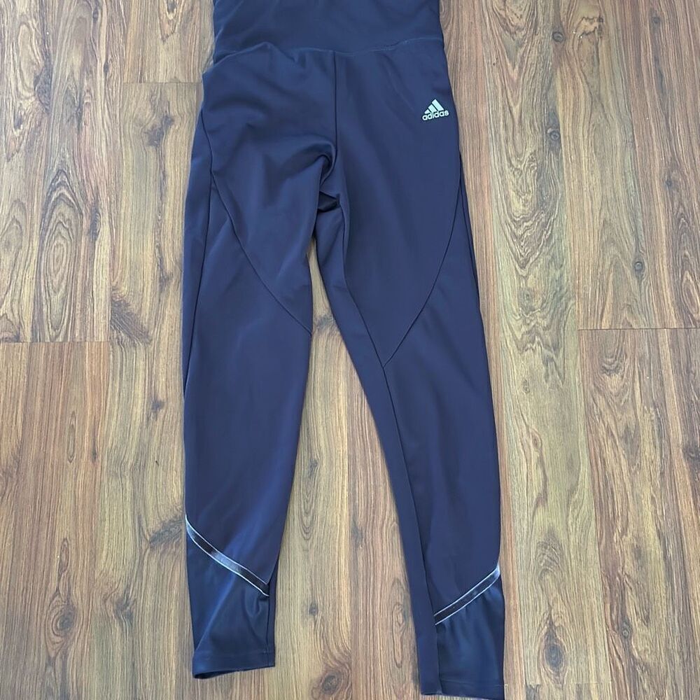 Adidas eggplant color arrow ready leggings fitness pants with velvet trim s